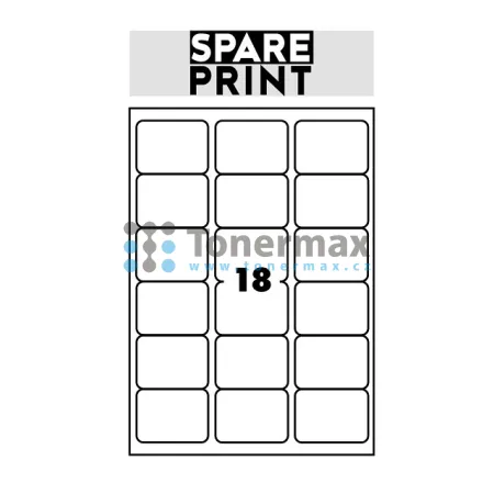 Samolepicí etikety Spare Print Premium A4, 18 etiket 68x47 mm, 100 archů, bílé