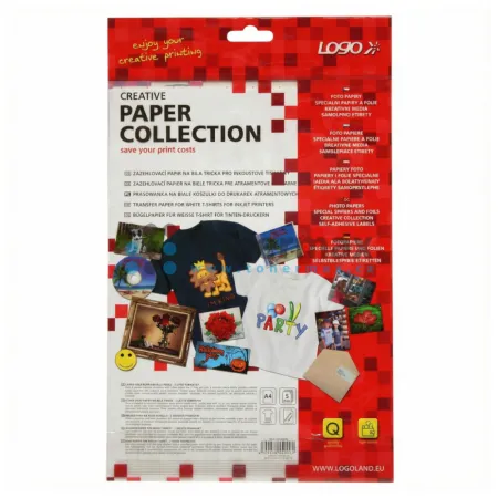 Zažehlovací papír Logo na tmavá trička, A4, 5 ks